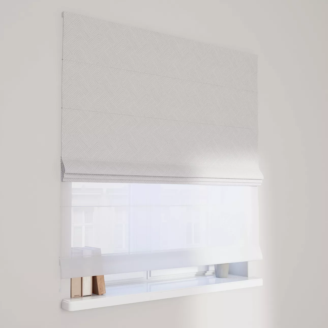 Dekoria Doppelraffrollo Duo, grau-weiß, 120 x 160 cm günstig online kaufen