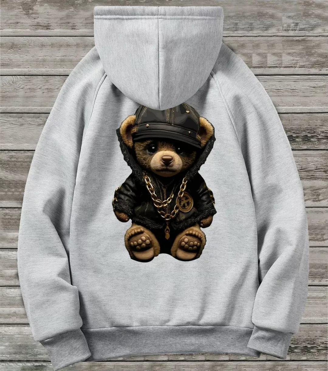 RMK Hoodie Kapuzenpullover Longsleeve mit Gangster Bär Teddybär mit Kapuze, günstig online kaufen