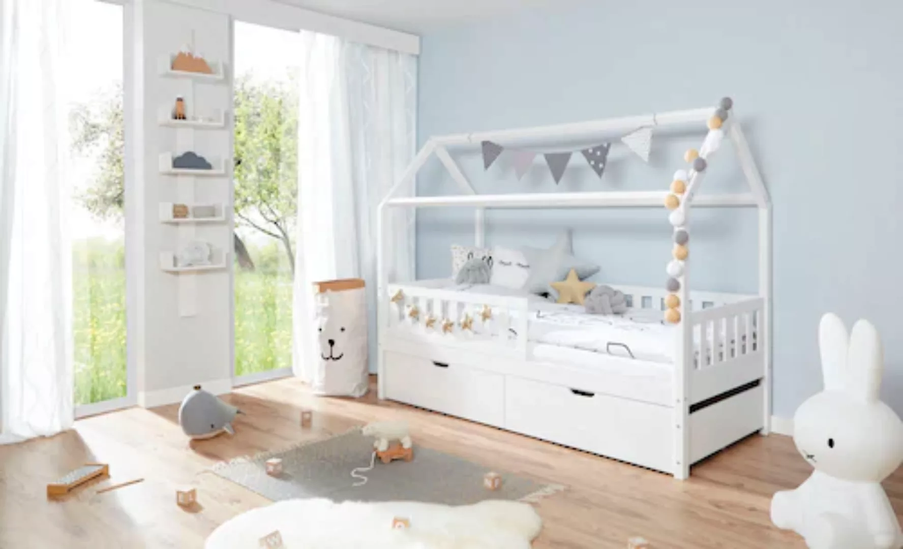 Ticaa Hausbett "Traumhaus", Hausbett, inkl. Schubkasten, Rollrost und Matra günstig online kaufen