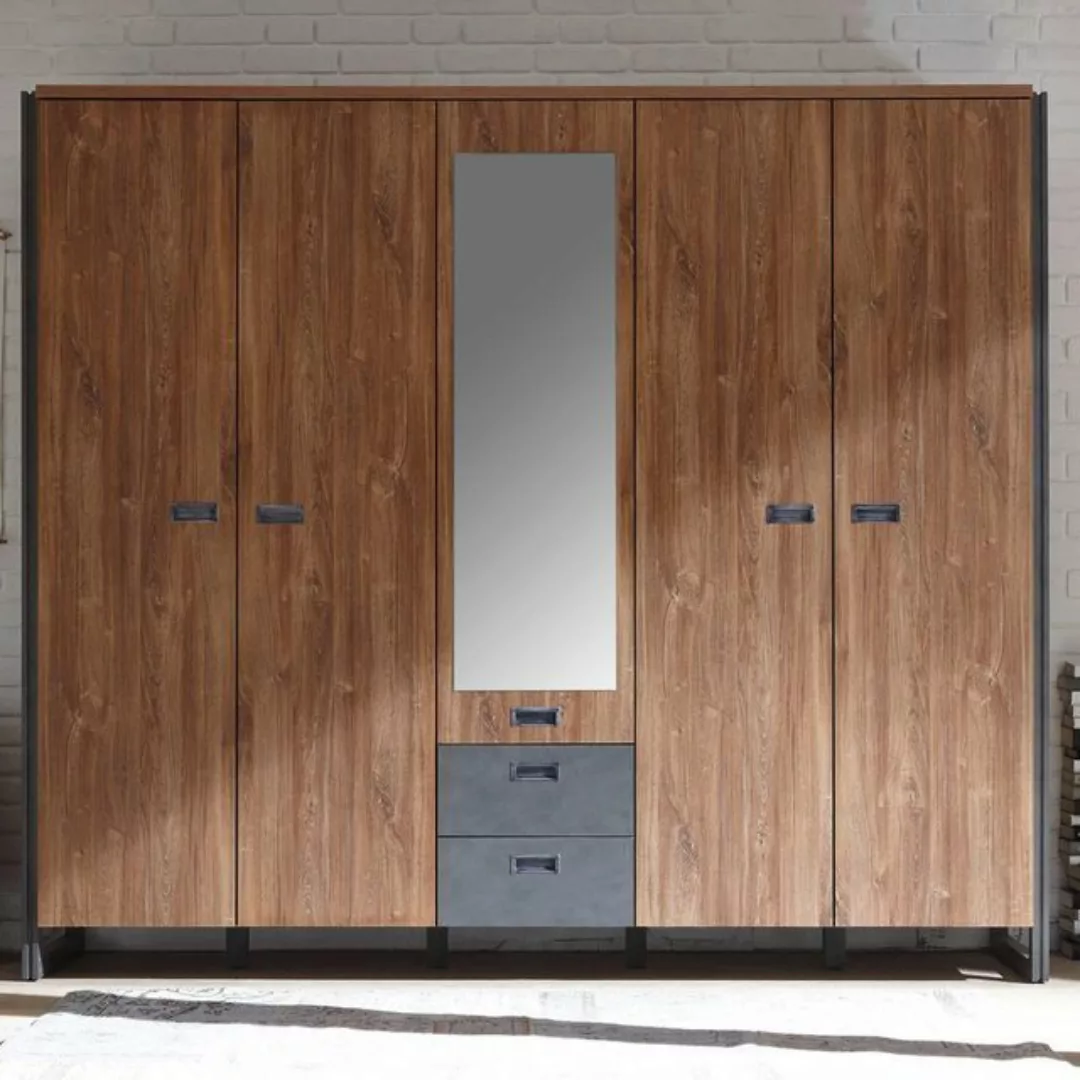 Lomadox Kleiderschrank DALLAS-61 Stirling Oak Nb. 232x202x60 cm günstig online kaufen