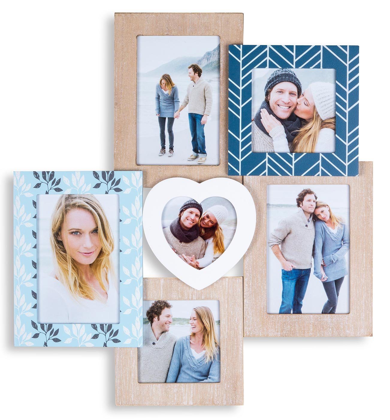 Levandeo® Bilderrahmen Collage, Bilderrahmen Holz Herz günstig online kaufen