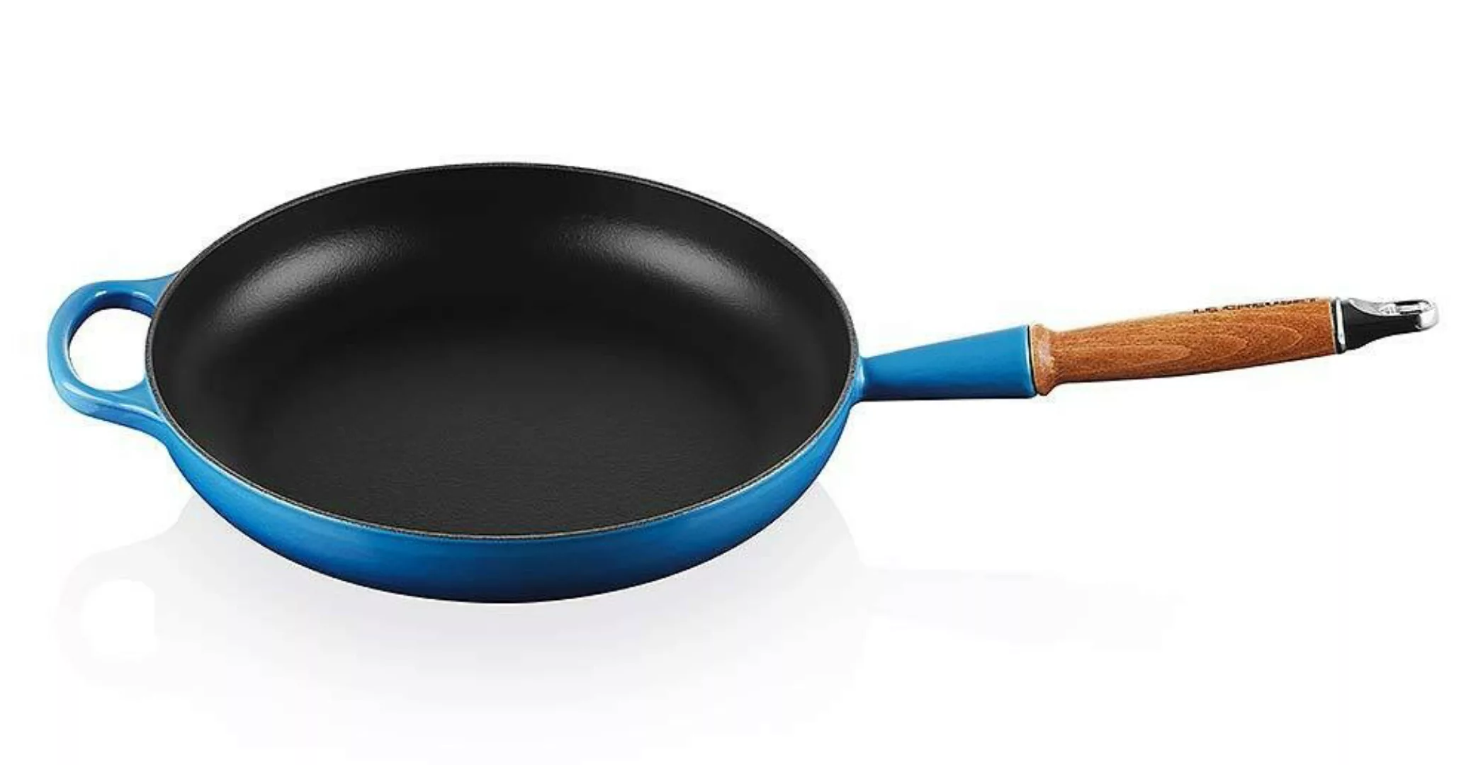 Le Creuset Bratpfanne mit Holzgriff Signature Gusseisen Azure Blau 28cm günstig online kaufen