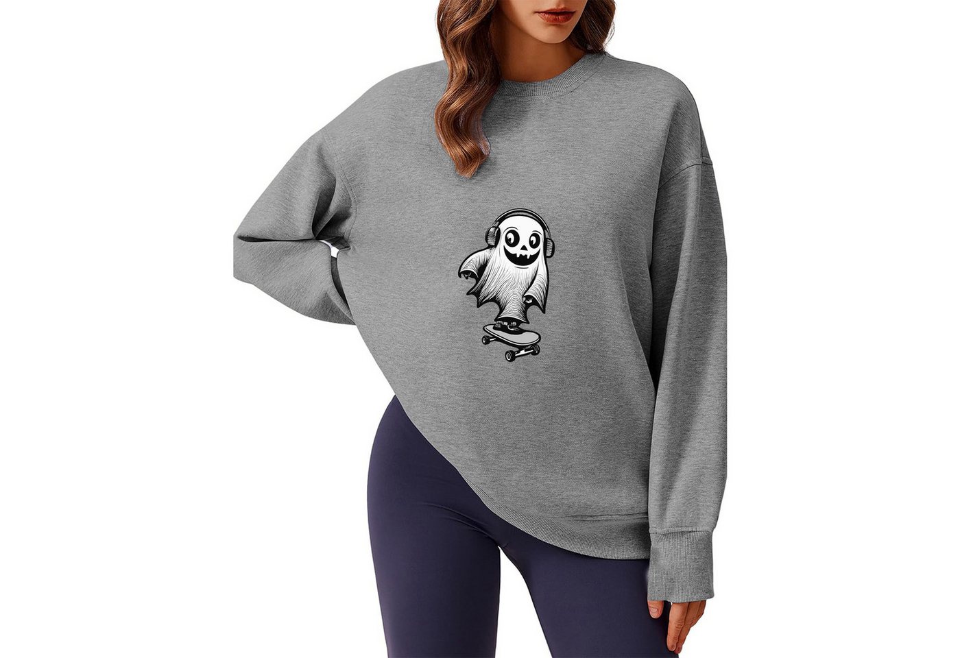 PYL Rundhalspullover Damen Halloween Oversized Sweatshirt Fleece Rundhals m günstig online kaufen