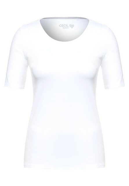 Cecil T-Shirt Cecil T-Shirt einfarbig in White (1-tlg) Körpernah geschnitte günstig online kaufen