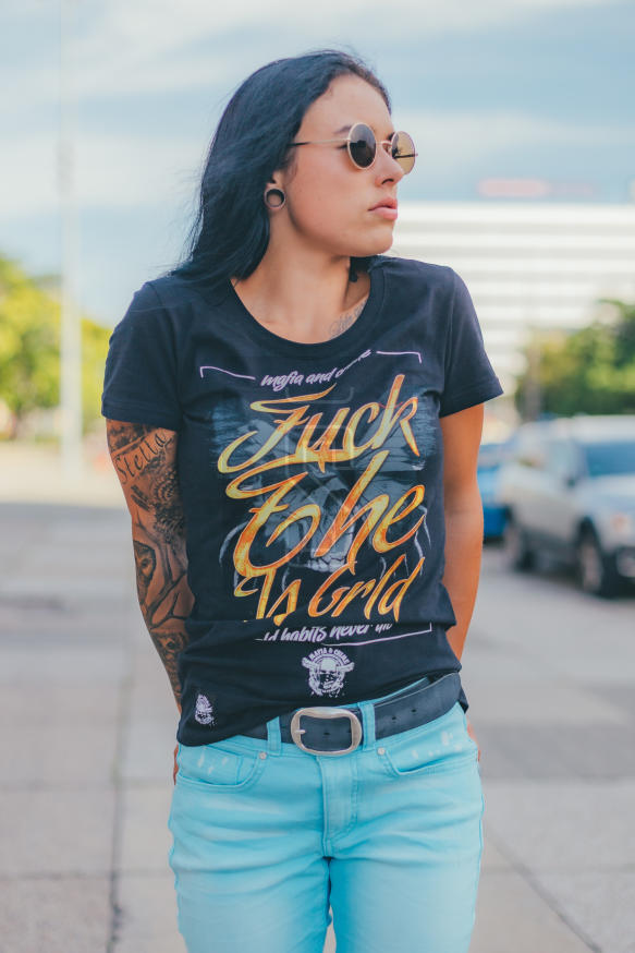 Mafia and Crime Damen T-Shirt FUCK THE WORLD - black günstig online kaufen