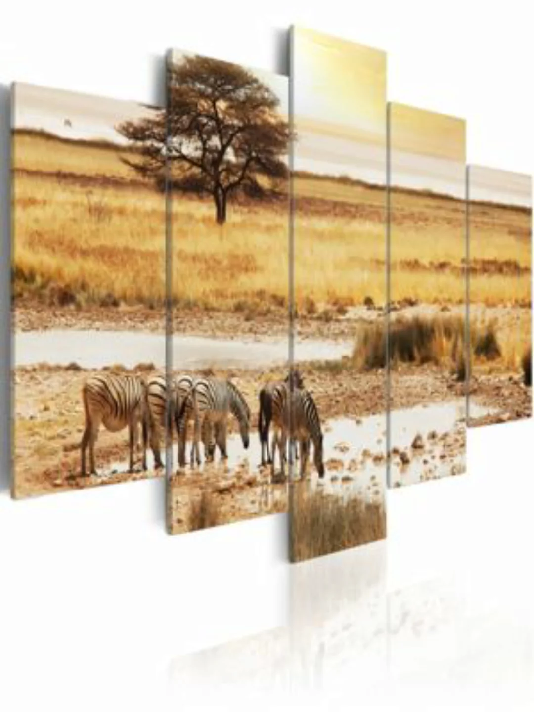 artgeist Wandbild Zebras in der Savanne mehrfarbig Gr. 200 x 100 günstig online kaufen