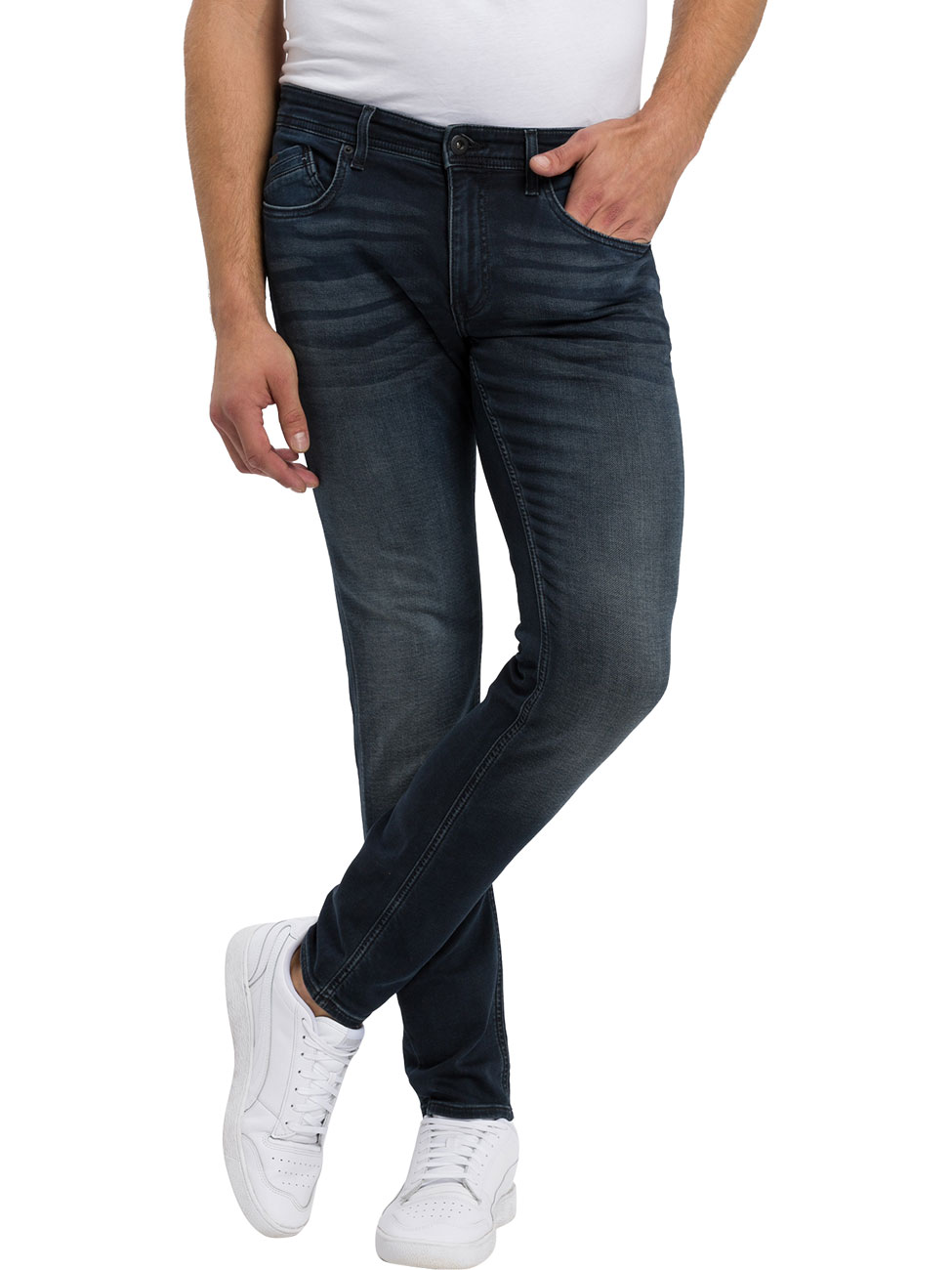 Cross Jeans Herren Jeans Jimi - Slim Tapered Fit - Blau - Blue Black günstig online kaufen