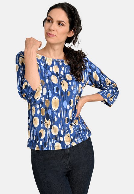 BICALLA T-Shirt Boxy-Shirt mit Pfauen-Print in Royal-Blau/Beige (1-tlg) günstig online kaufen