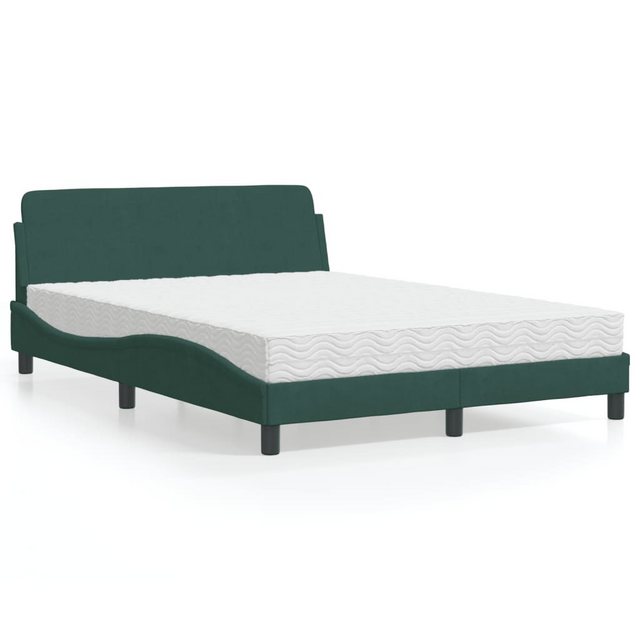 vidaXL Bett Bett mit Matratze Dunkelgrün 140x190 cm Samt günstig online kaufen