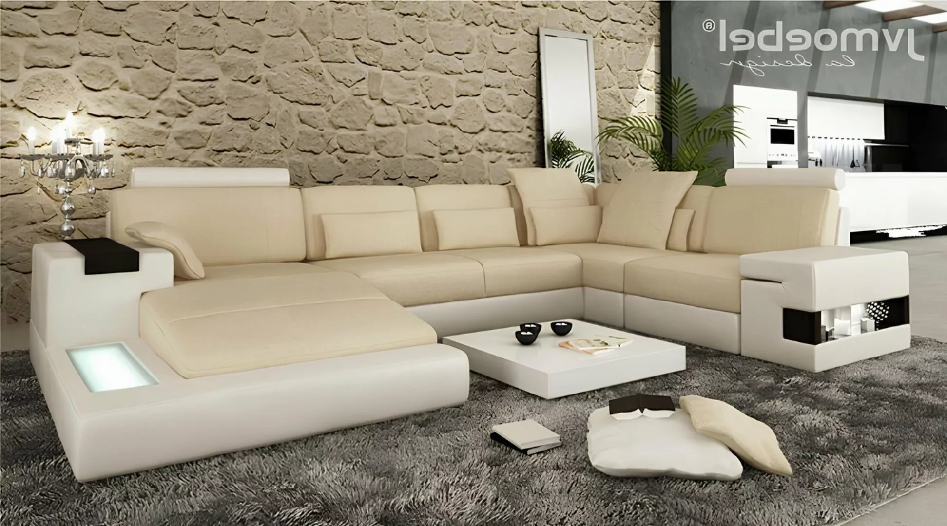 Xlmoebel Ecksofa Ledersofa in U-Form mit modernem Design für dein Wohnzimme günstig online kaufen