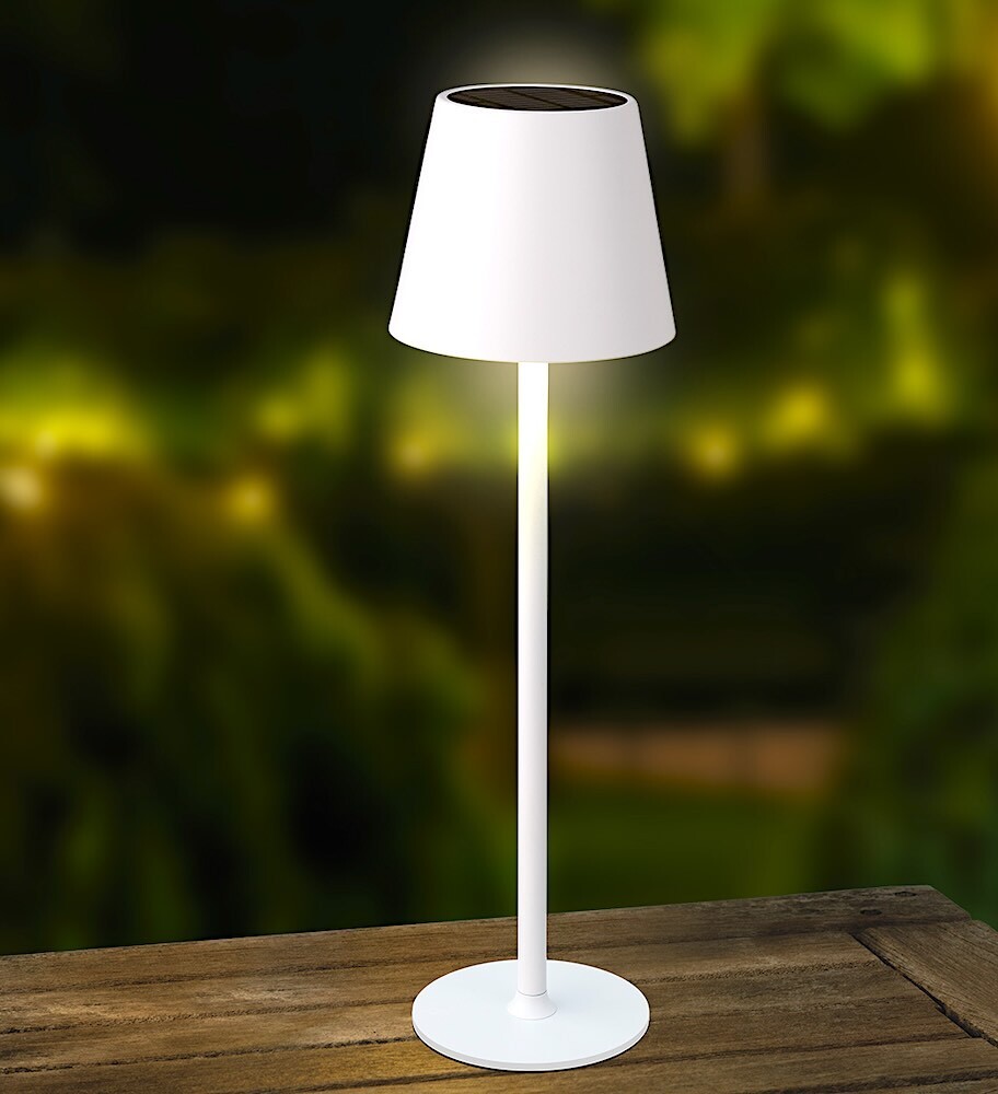 Solar Tischleuchte LED Weiß mit Akku Dimmbar Warmweiß Kaltweiß Lichtsensor günstig online kaufen