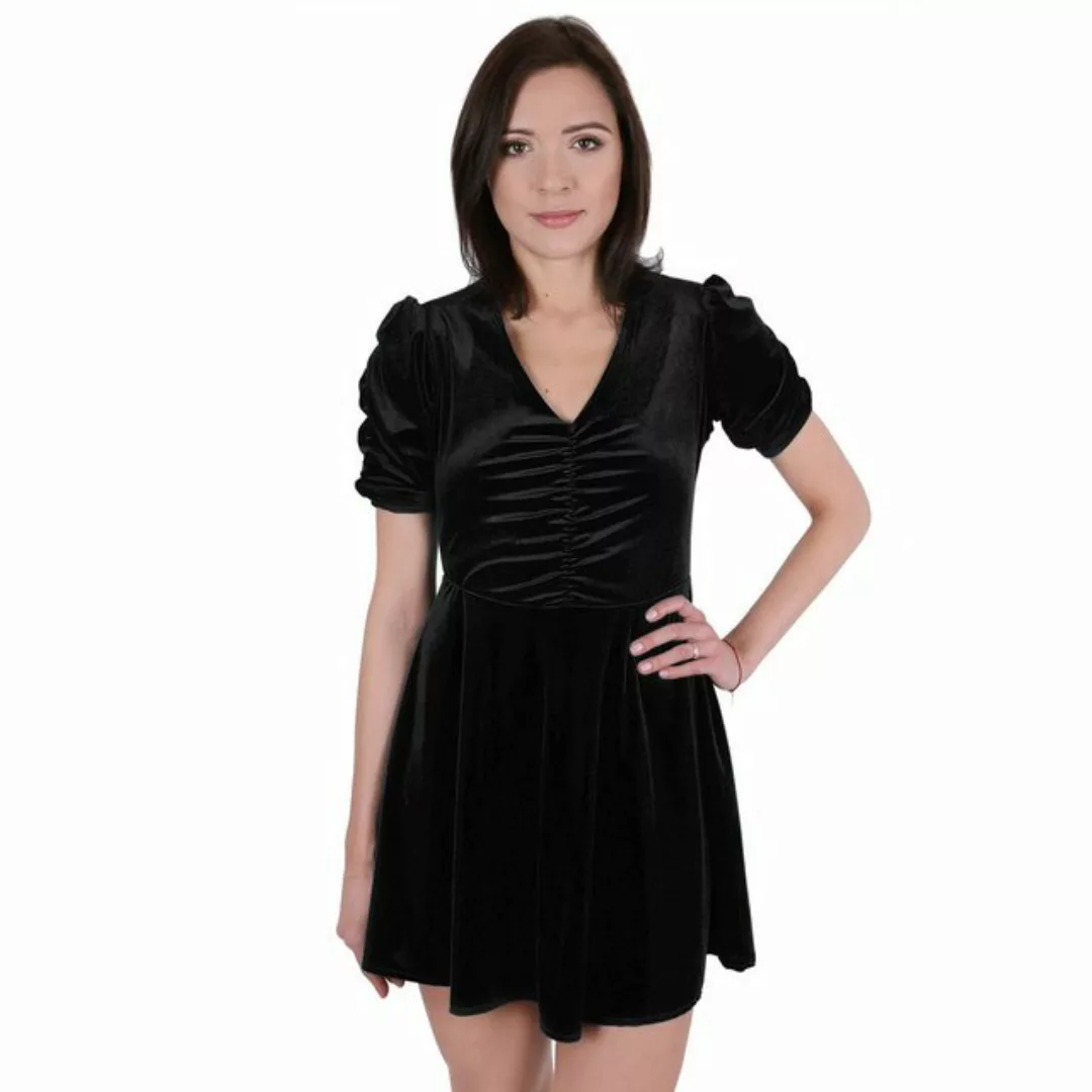 Sarcia.eu Minikleid Schwarzes Kleid aus Velours mit Falten JOHN ZACK L günstig online kaufen