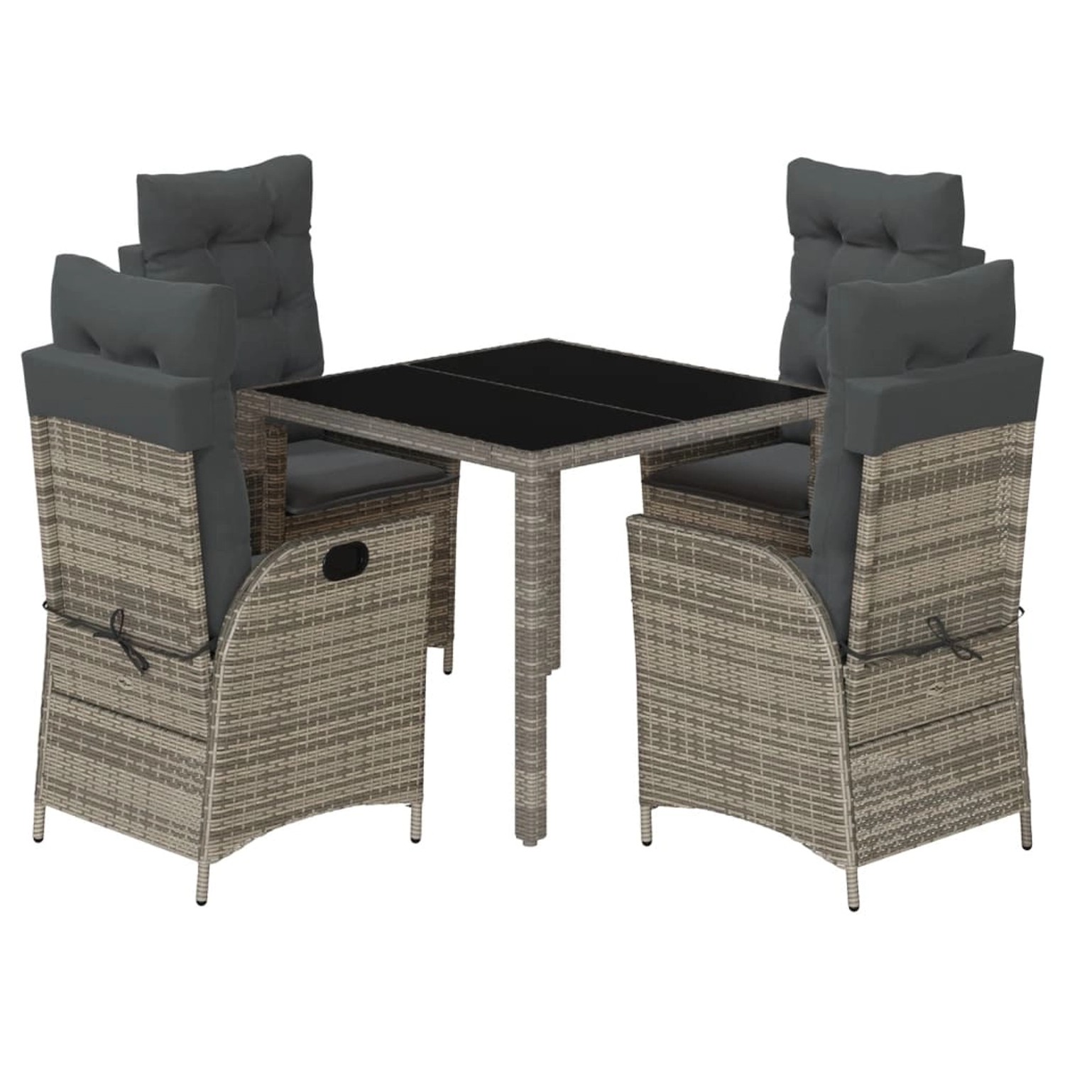 vidaXL 5-Tlg Garten-Essgruppe mit Kissen Grau Poly Rattan 3213327 günstig online kaufen