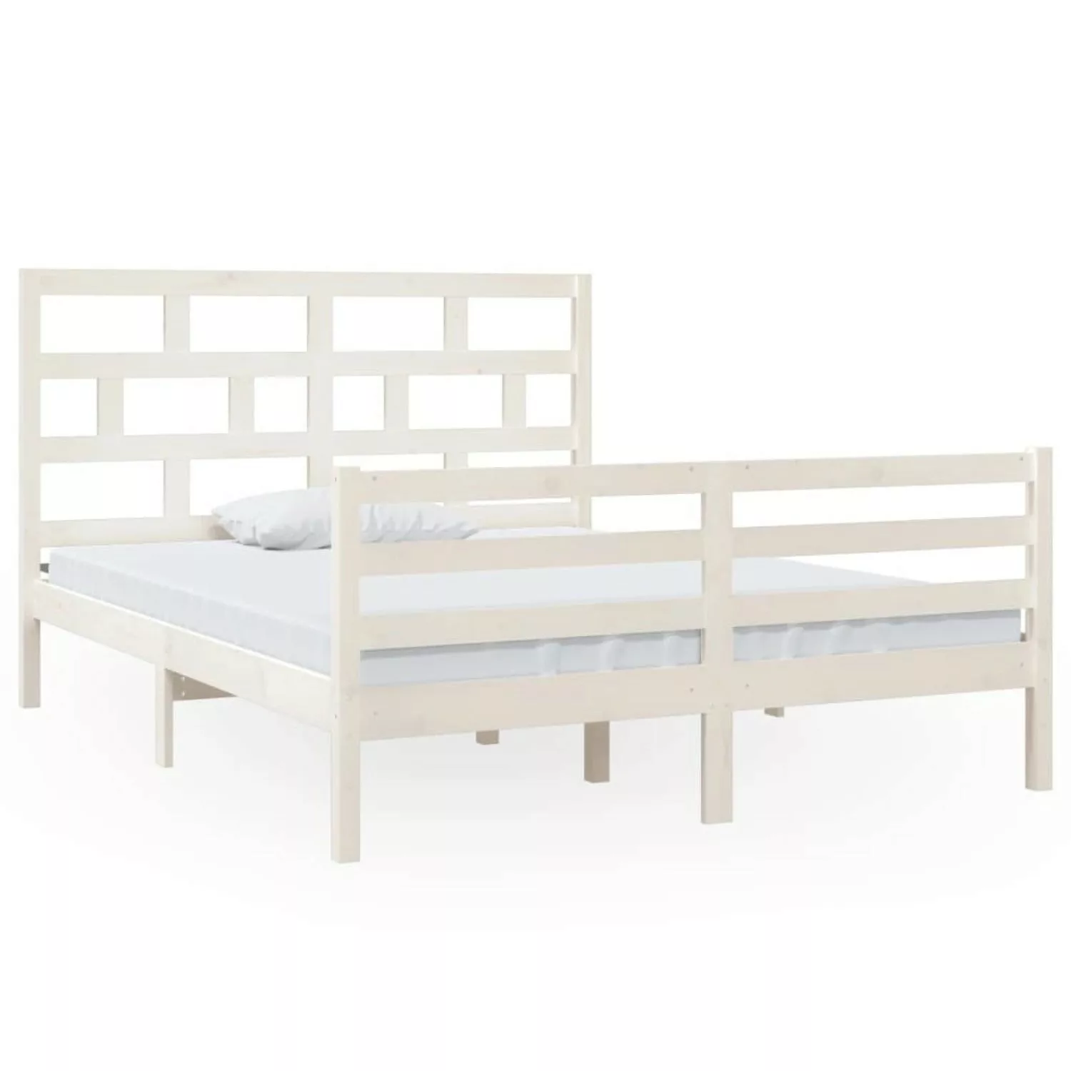Vidaxl Massivholzbett Weiß 150x200 Cm 5ft King Size günstig online kaufen