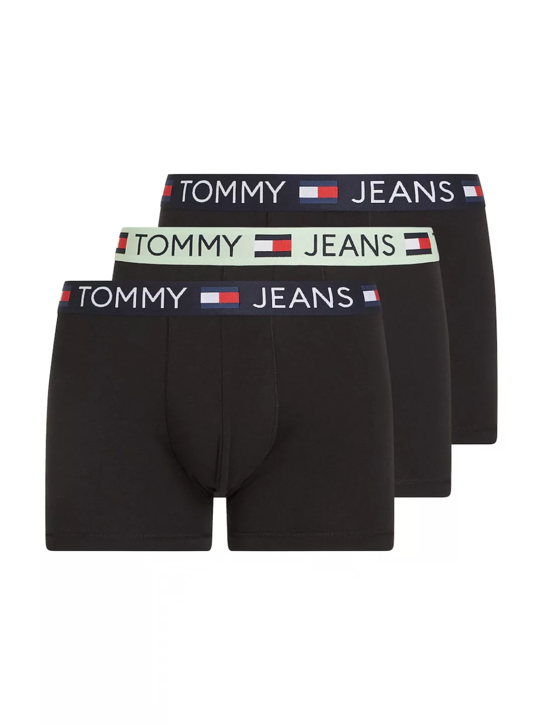 Tommy Jeans 3-er Set Trunks Schwarz mit verschiedenfarbigem Webbund günstig online kaufen