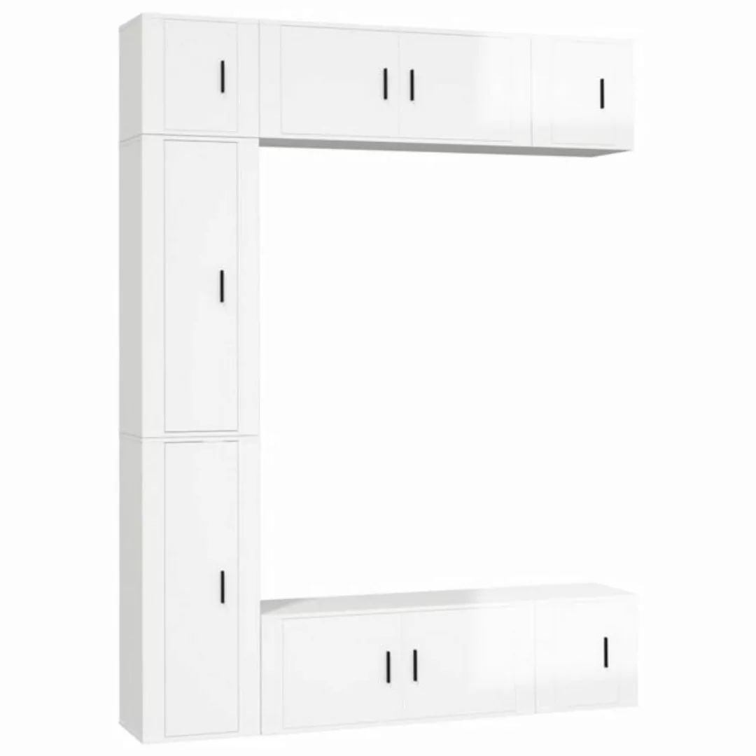 Vidaxl 7-tlg. Tv-schrank-set Hochglanz-weiß Holzwerkstoff günstig online kaufen