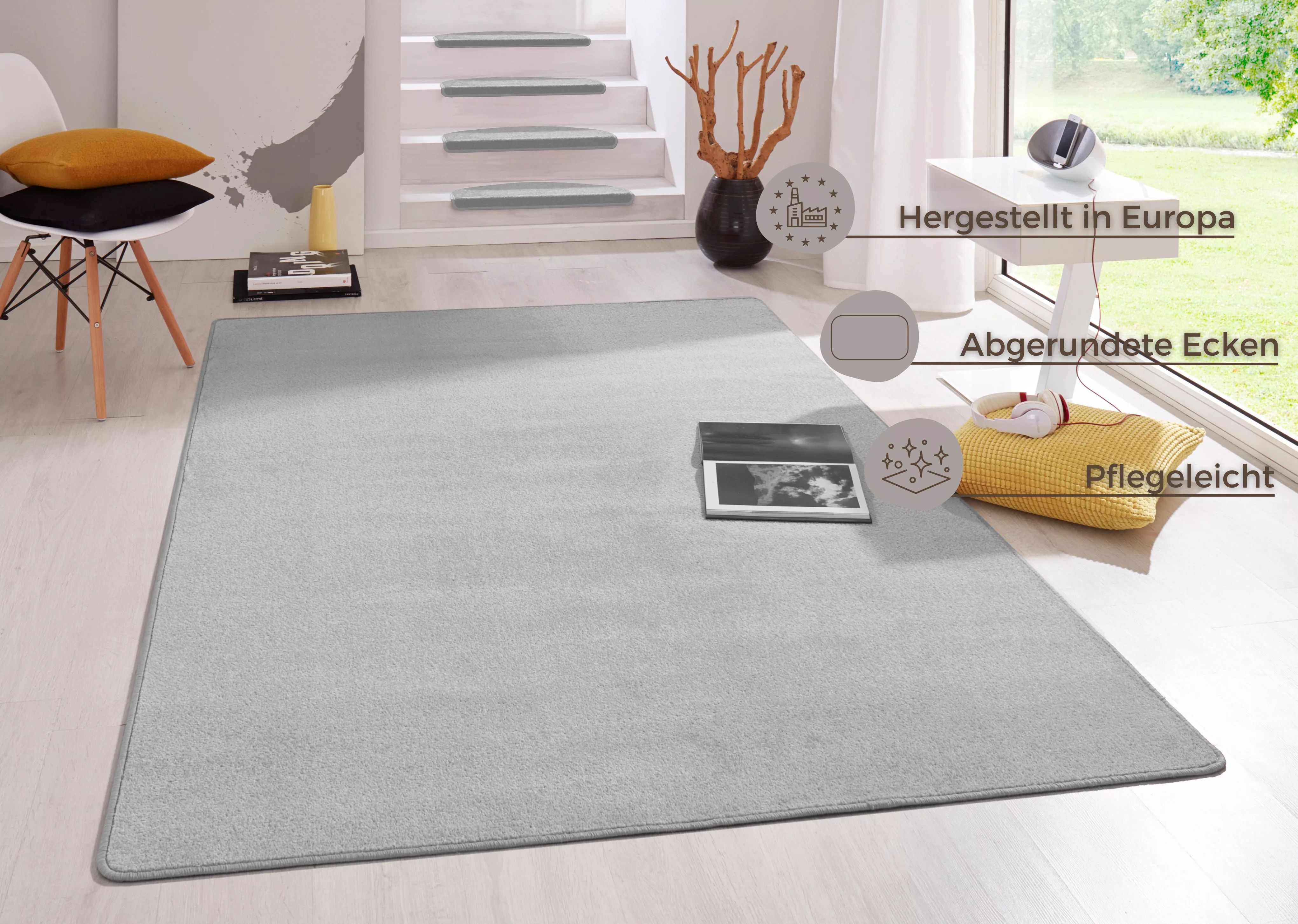 HANSE Home Teppich »Fancy«, rechteckig, 7 mm Höhe, Kurzflor, Läufer, uni, g günstig online kaufen