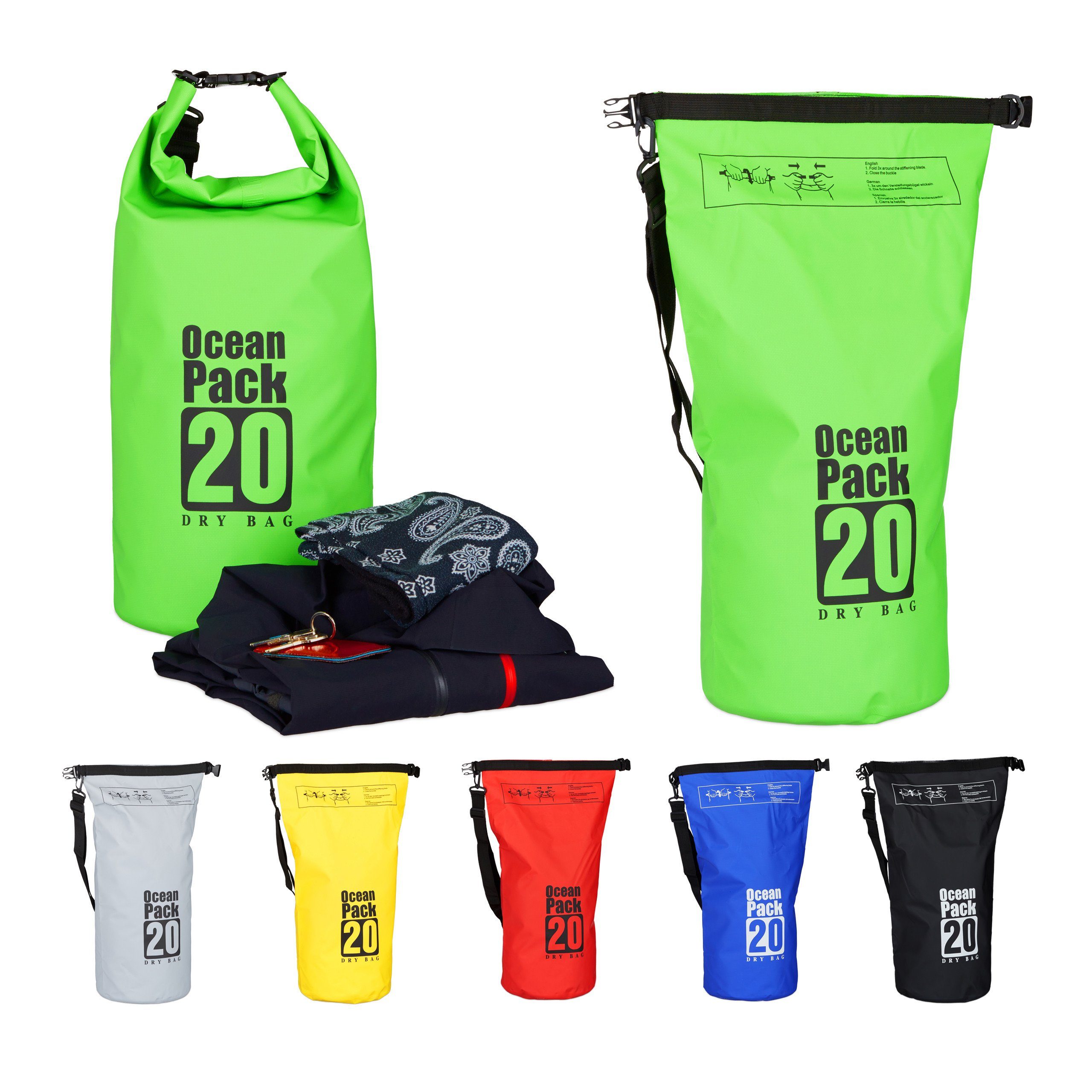 relaxdays Packsack Ocean Pack 20L wasserdicht, günstig online kaufen