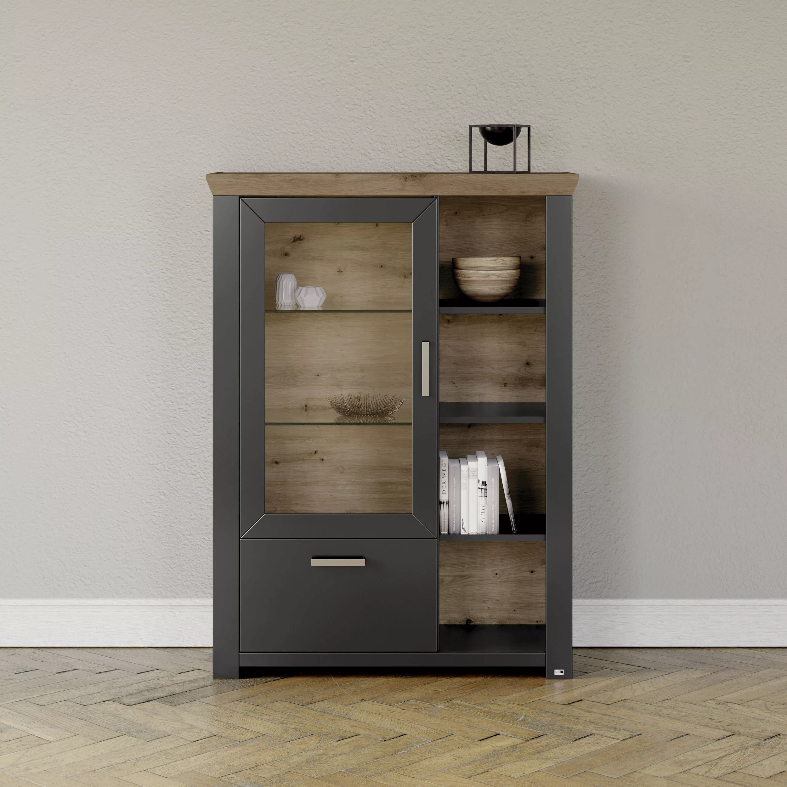 set one by Musterring Highboard "York", Typ 13 und 14, mit Glastür und Schu günstig online kaufen
