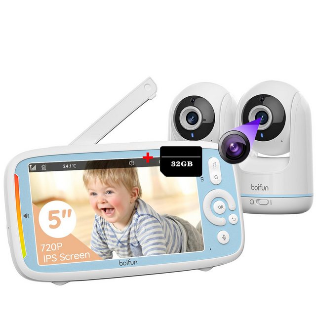 Boifun Babyphone 5" Babyphone mit 2 Kamera Temperaturüberwachung Wiegenlied günstig online kaufen