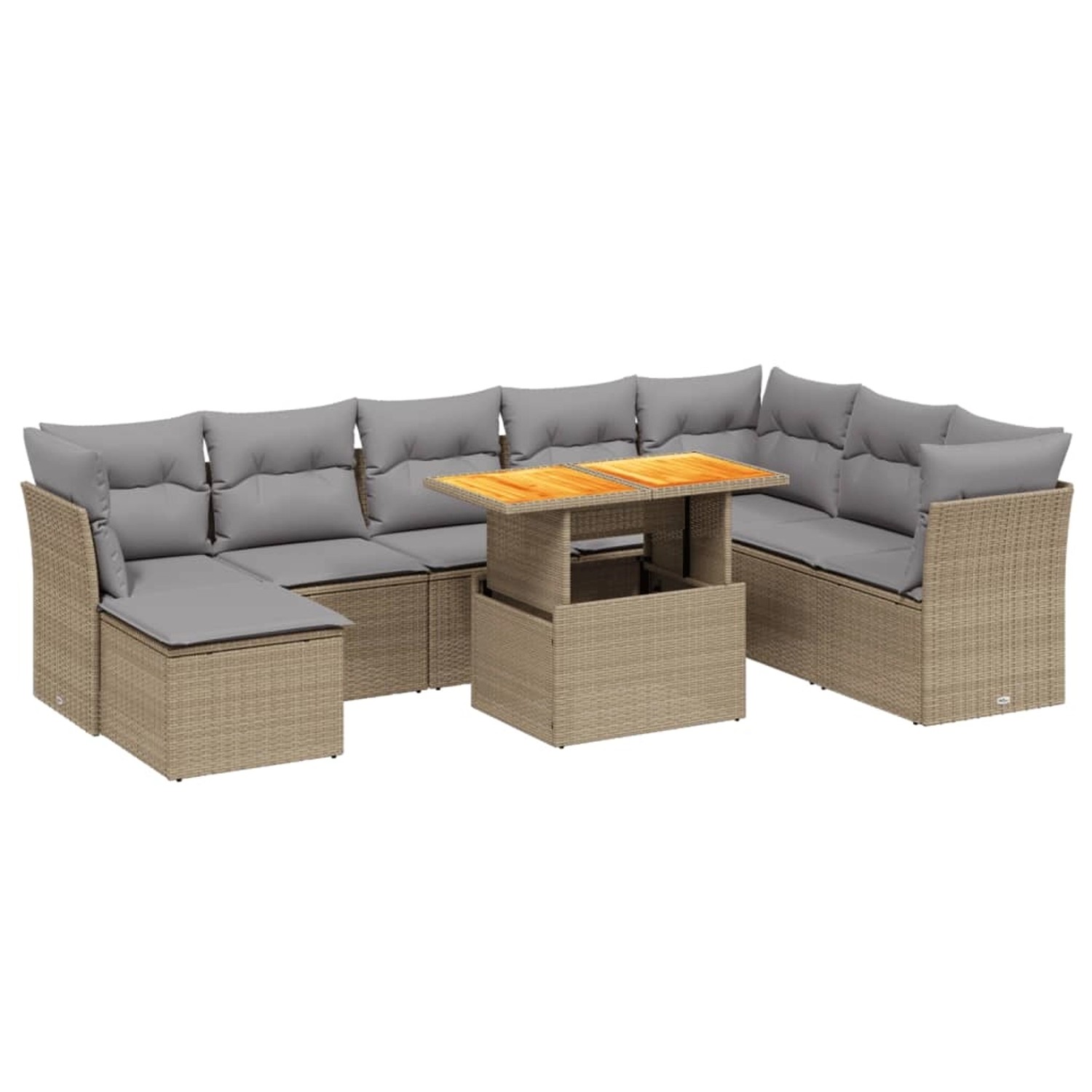 vidaXL 9-tlg Garten-Sofagarnitur mit Kissen Beige Poly Rattan Modell 239 günstig online kaufen