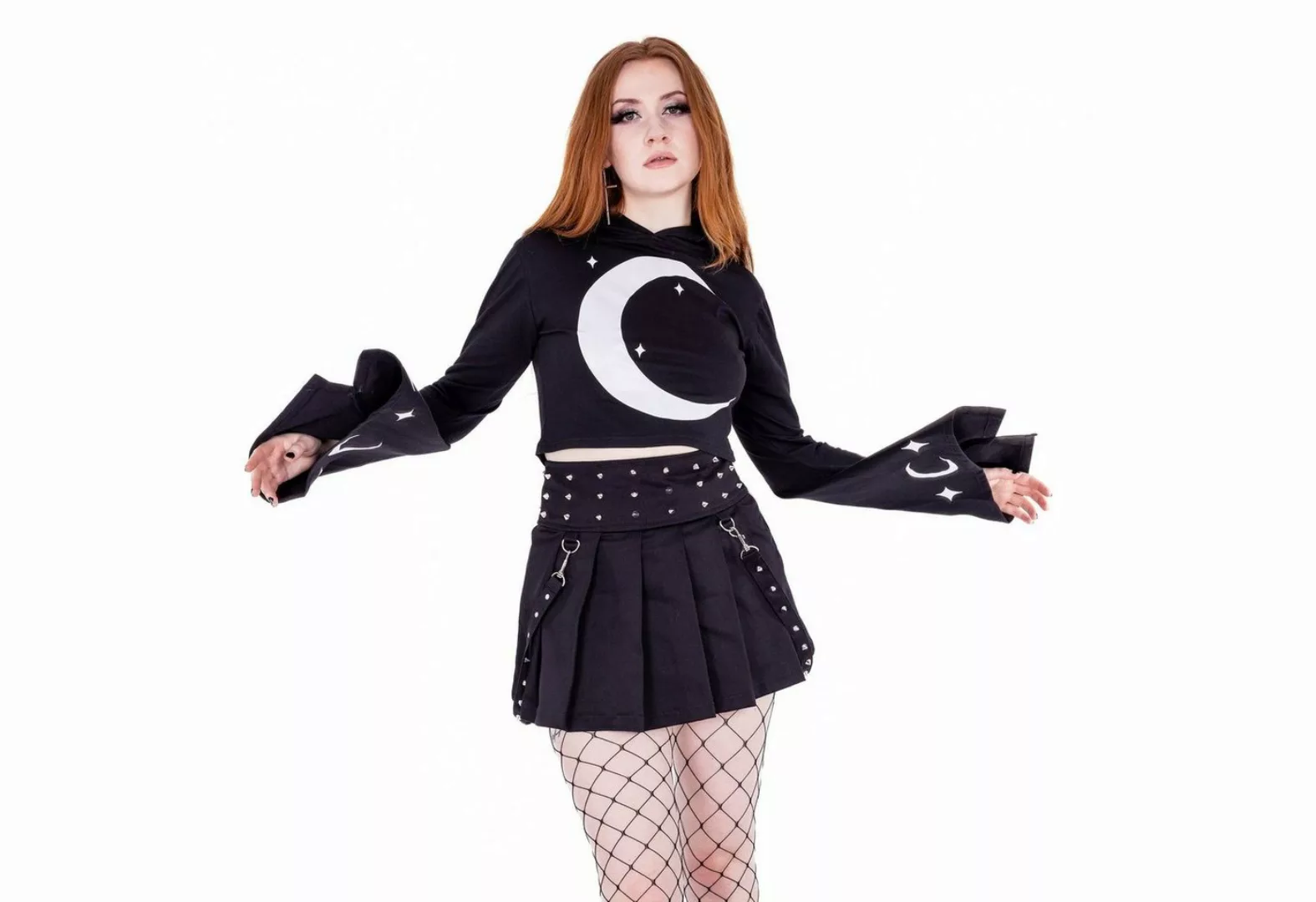 Vixxsin A-Linien-Rock Lorena Gothic Goth Riemen Metal Nieten Strapsen Punk günstig online kaufen