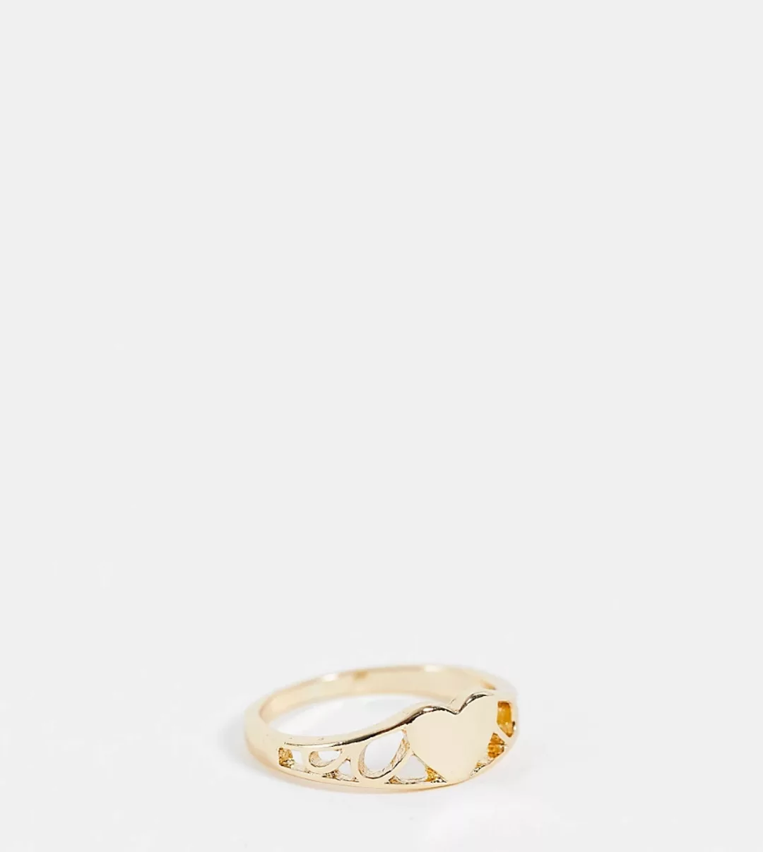 ASOS DESIGN Curve – Ring für den kleinen Finger in Goldfarbton mit Herz-Aus günstig online kaufen