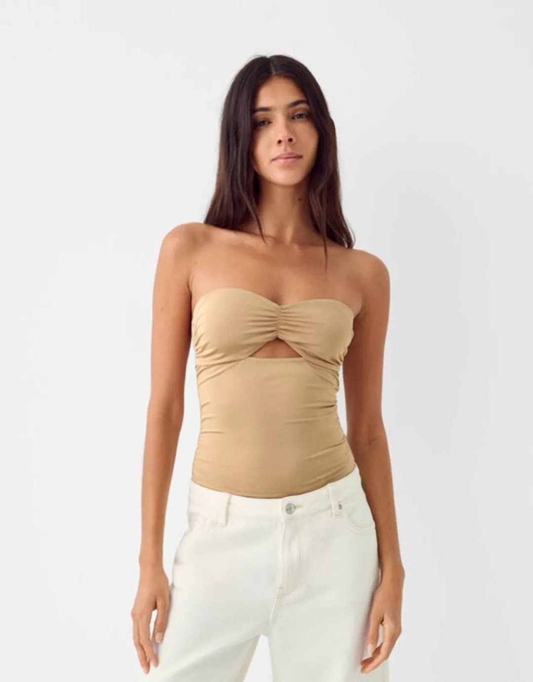 Bershka Body Mit Carmen-Ausschnitt Und Cut-Out Damen L Rosa günstig online kaufen