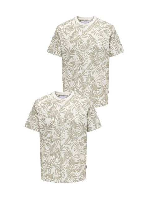 ONLY & SONS T-Shirt 2er-SET Tropisch Print T-Shirt Kurzarm Shirt (2-tlg) ON günstig online kaufen