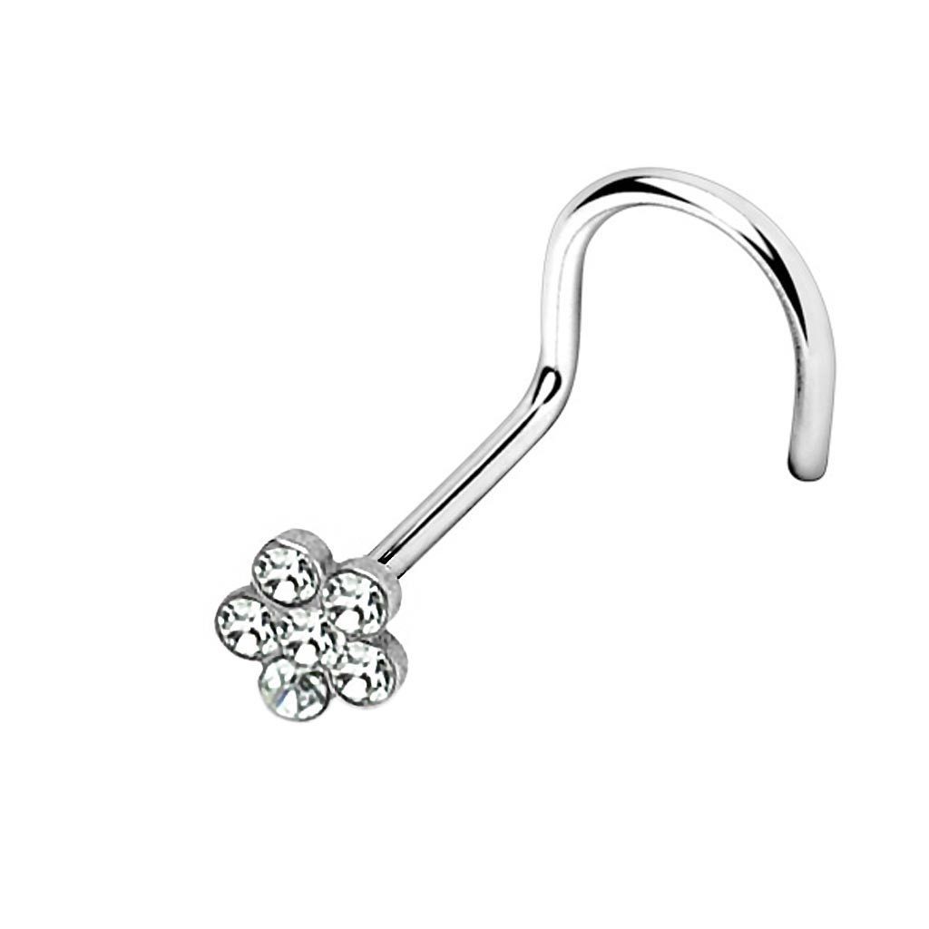 viva-adorno Nasenpiercing gebogen 0,8mm Nasenstecker Zirkonia günstig online kaufen