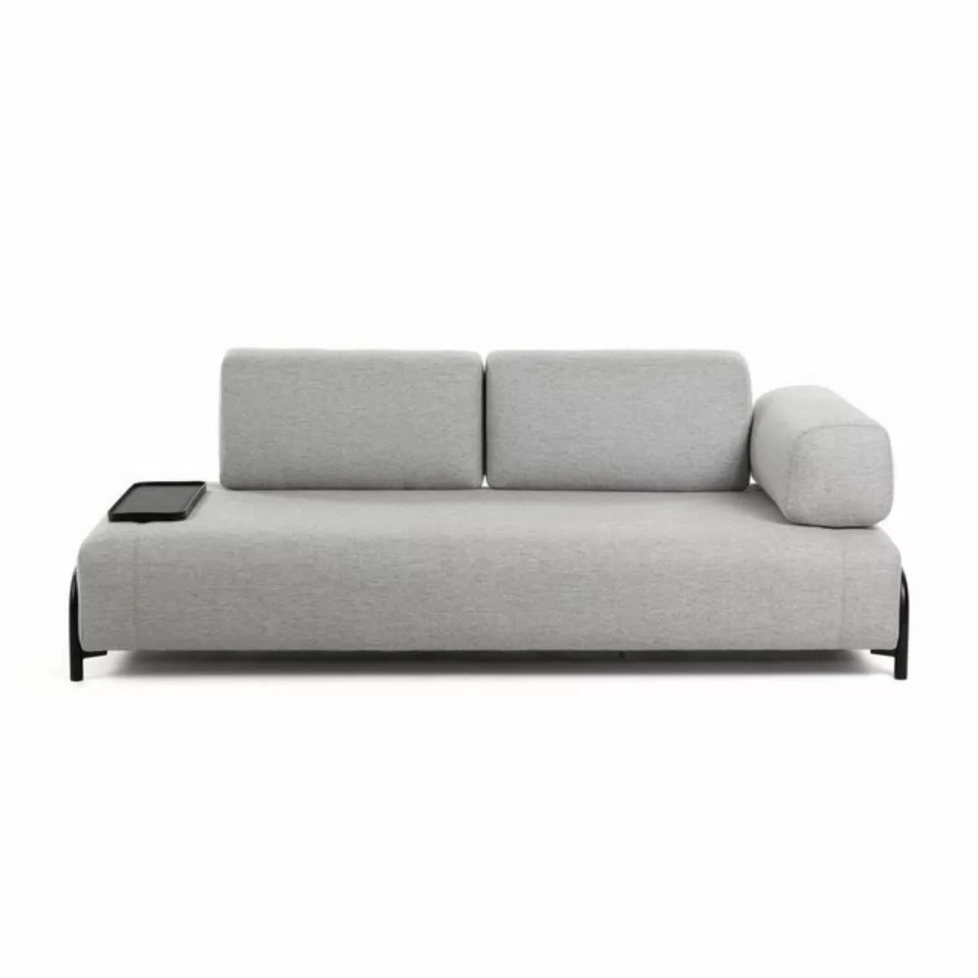 Natur24 Sofa Sofa Compo 3-Sitzer hellgrau mit kleinem Tablett 232cm Couch günstig online kaufen