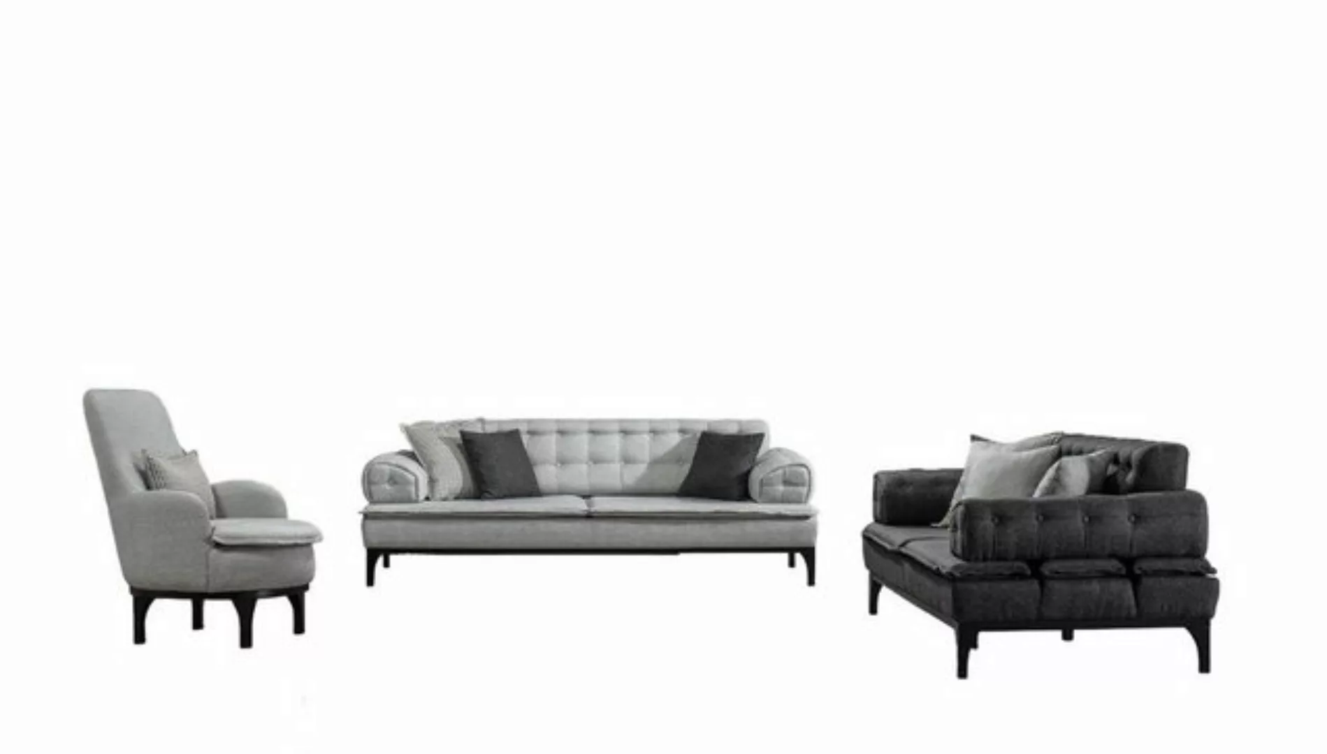JVmoebel Sofa Garnitur Sofagarnitur 3+3+1 Sitzer Gruppe 3tlg. Möbel Sofas S günstig online kaufen