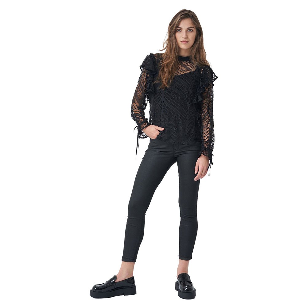 Salsa Jeans 125343-000 / Lace Tunic And Top Langarm Bluse L Black günstig online kaufen