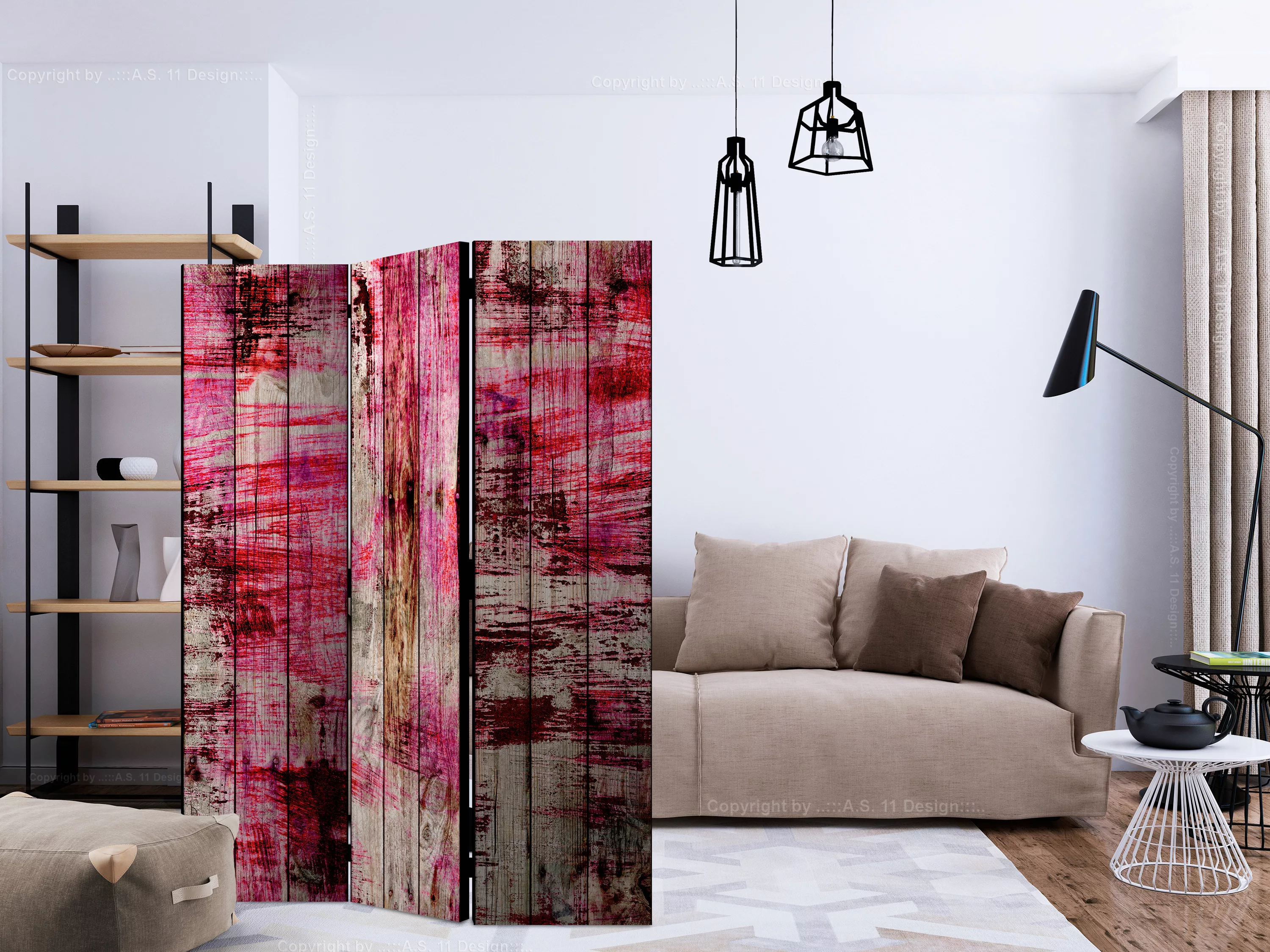 3-teiliges Paravent - Abstract Wood [room Dividers] günstig online kaufen