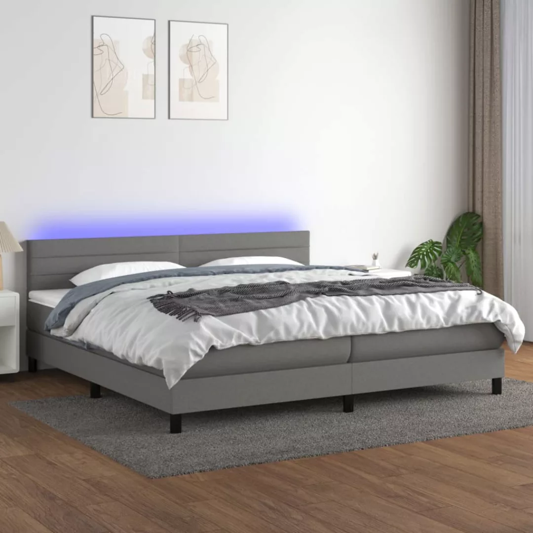 Vidaxl Boxspringbett Mit Matratze & Led Dunkelgrau 200x200 Cm Stoff günstig online kaufen