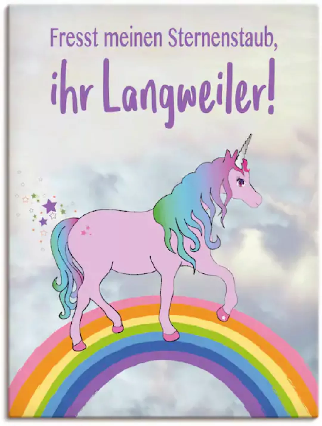 Artland Leinwandbild "Einhorn fresst meinen Sternenstaub", Animal Fantasy, günstig online kaufen