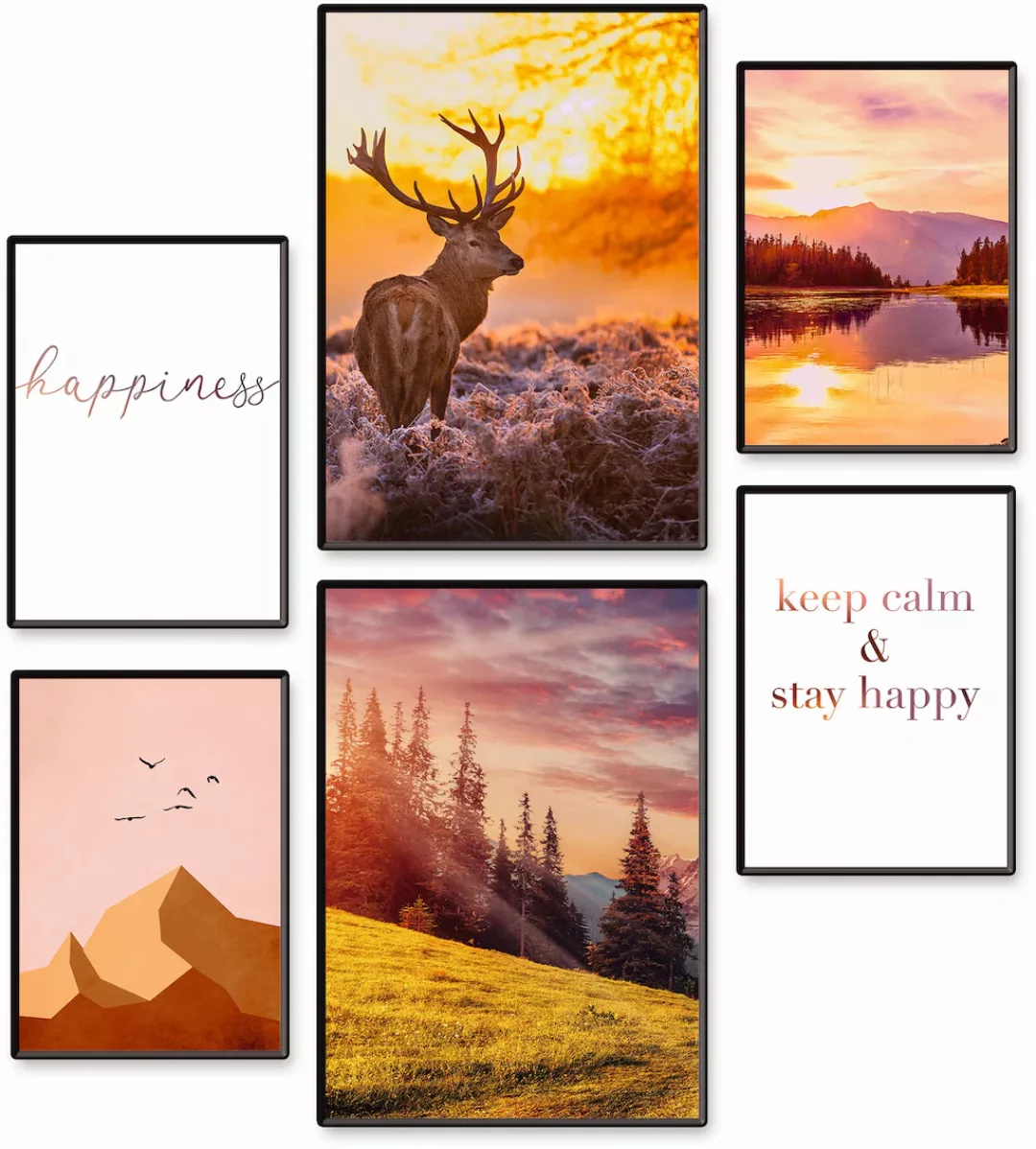 Artland Poster "Natur im Sonnenuntergang", Berge & Alpenbilder, (Set, 6 St. günstig online kaufen