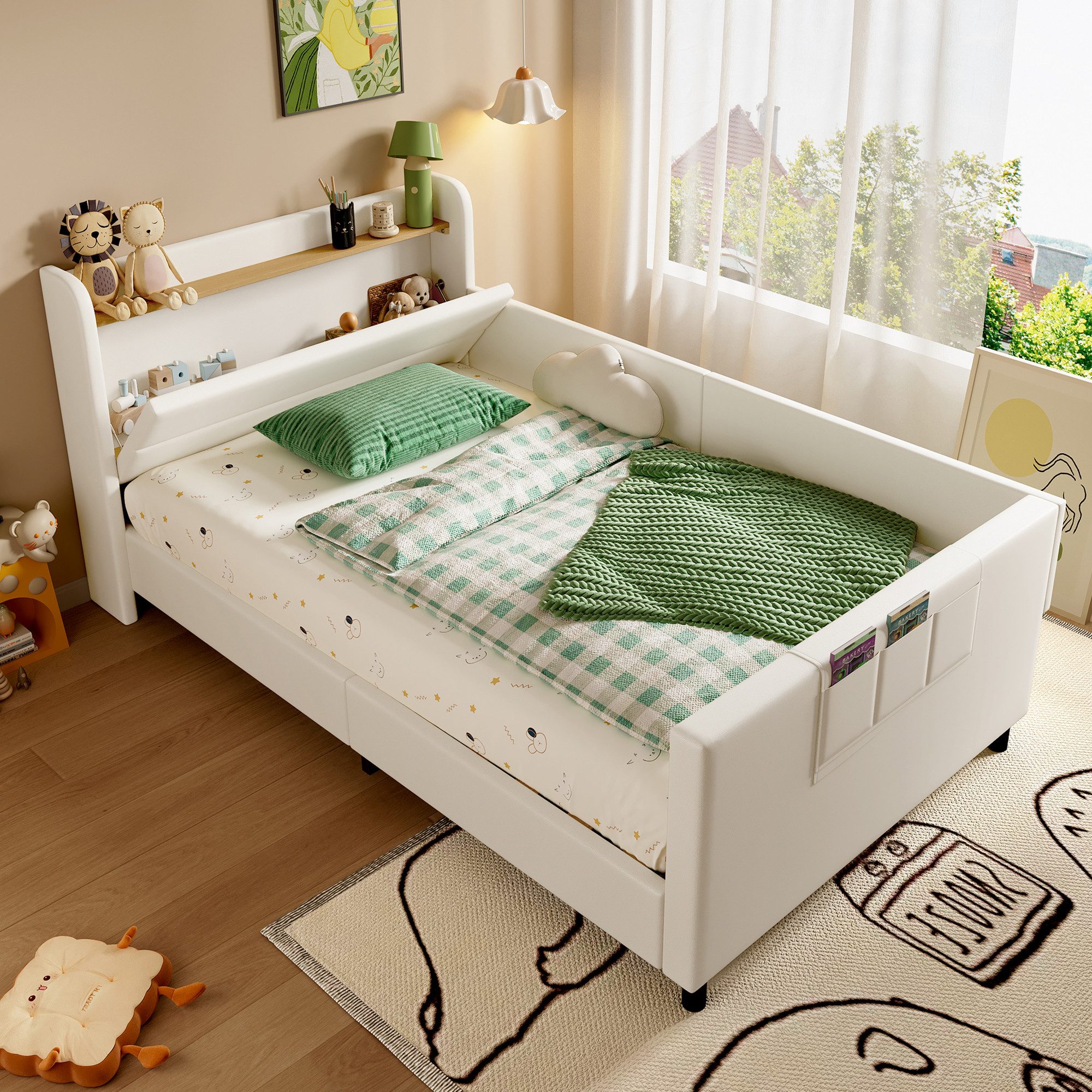 TavilaEcon Kinderbett mit Metallbettgestell, Kindernachttisch mit günstig online kaufen