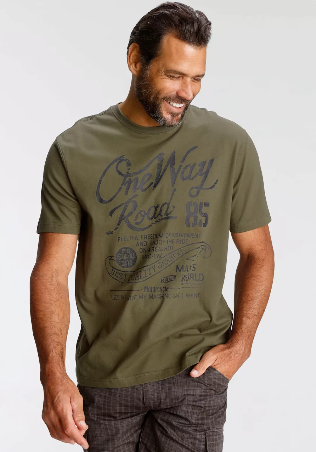 Man's World T-Shirt Kurzarm, Regular Fit, mit Print, Rundhals, im Used-Look günstig online kaufen