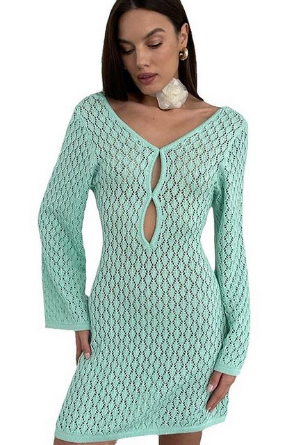 SEGUEN Sommerkleid Strandkleider Frauen Solide Farbe Sexy Knit Cover Up Kle günstig online kaufen