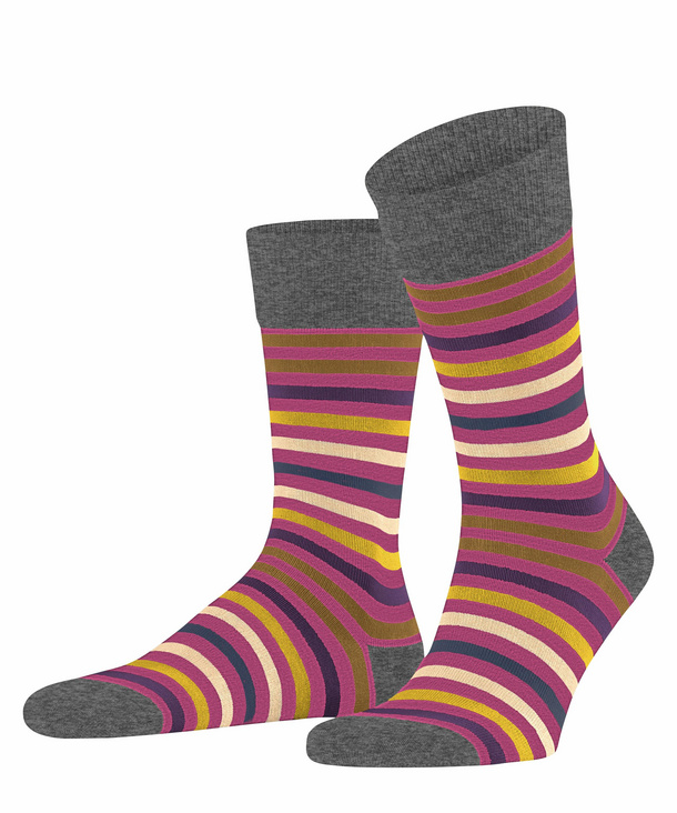 FALKE Tinted Stripe Herren Socken, 47-50, Rosa, Streifen, Schurwolle, 13279 günstig online kaufen