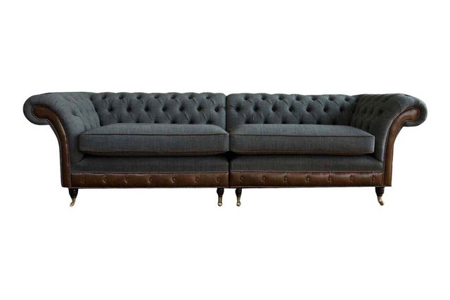 JVmoebel Sofa Design Chesterfield Stoff Couch Sofa 4 Sitzer Polster Grau So günstig online kaufen