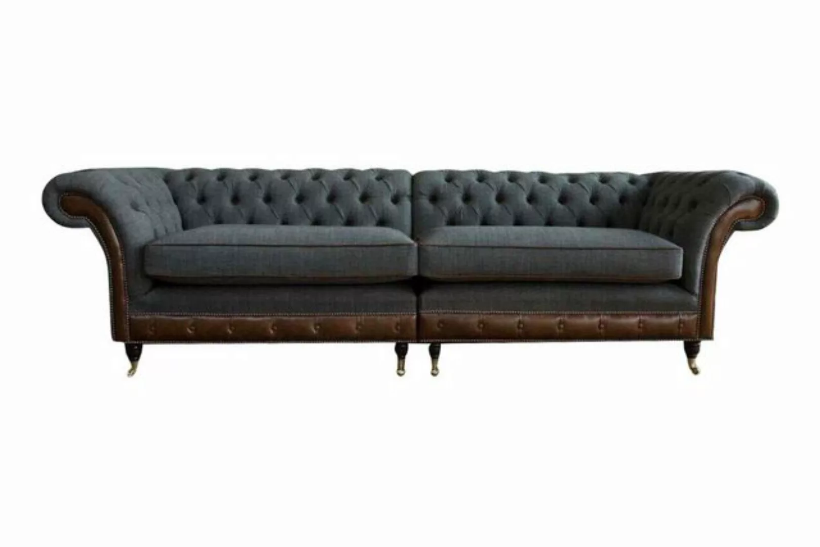 JVmoebel Sofa Design Chesterfield Stoff Couch Sofa 4 Sitzer Polster Grau So günstig online kaufen