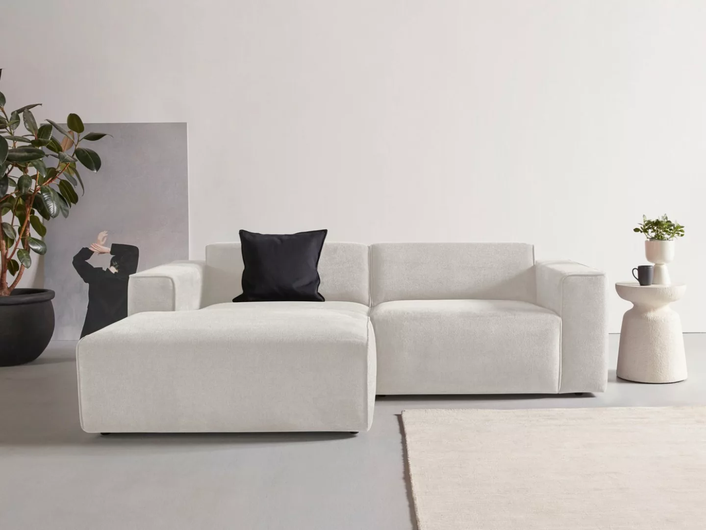 andas Ecksofa "Noord", mit Kedernaht, Breite 234 cm, Cord, Struktur günstig online kaufen