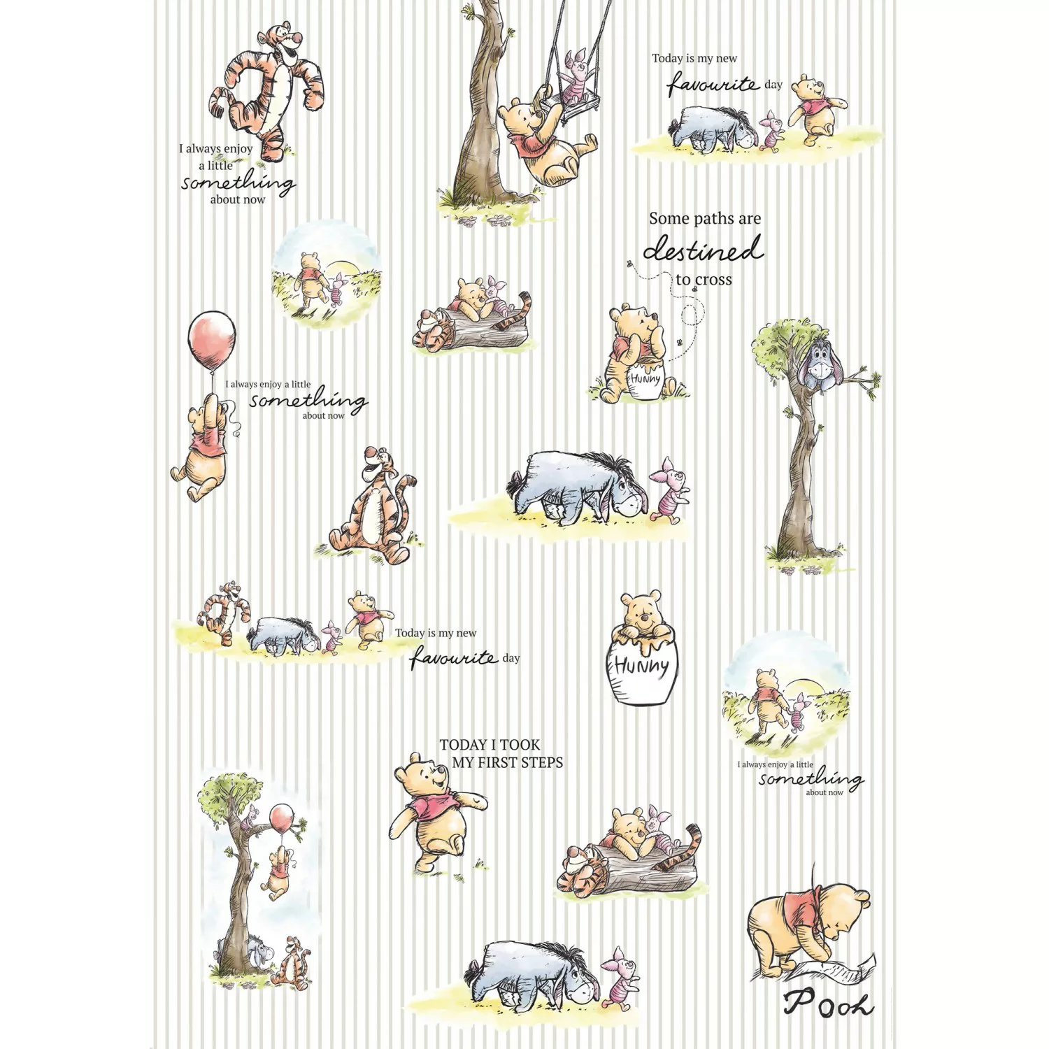 Komar Fototapete Winnie the Pooh - Stripes DX4-001 günstig online kaufen