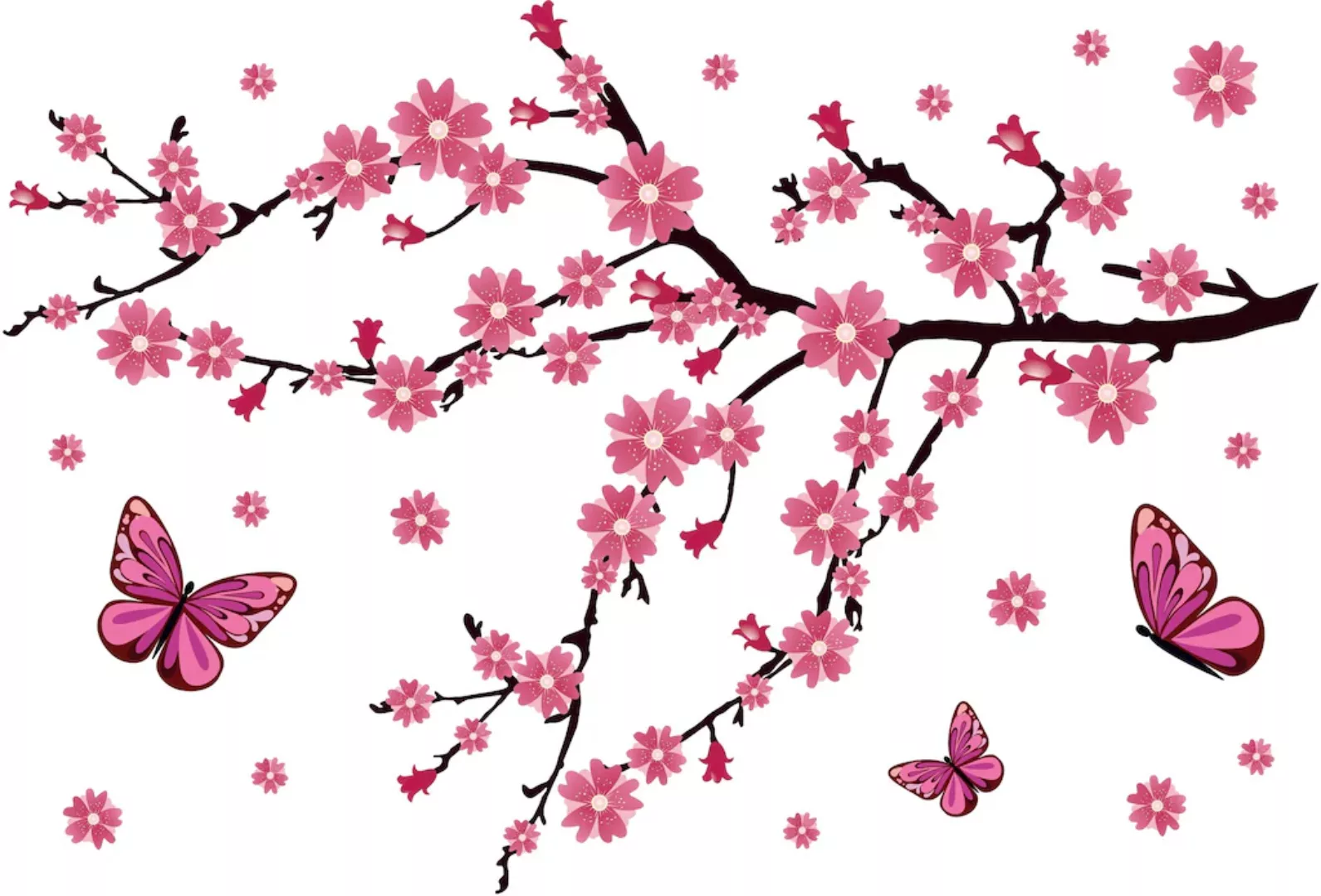 Wall-Art Wandtattoo "Kirschblüten mit Schmetterlingen" günstig online kaufen