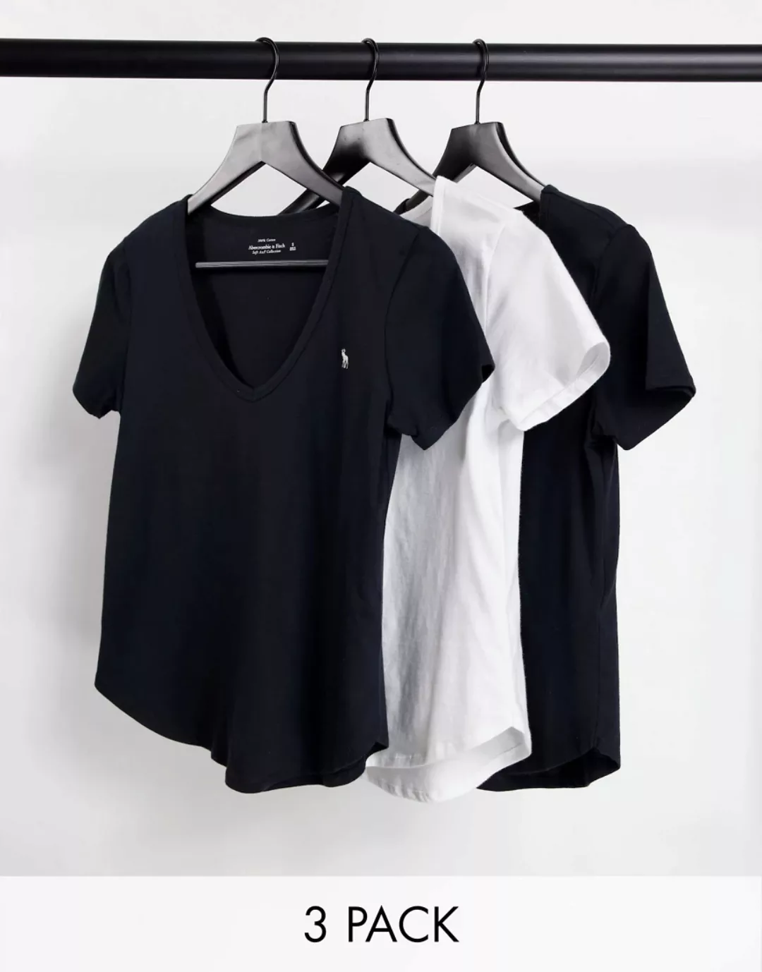 Abercrombie & Fitch – Mehrfarbige, kurzärmlige T-Shirts mit V-Ausschnitt un günstig online kaufen