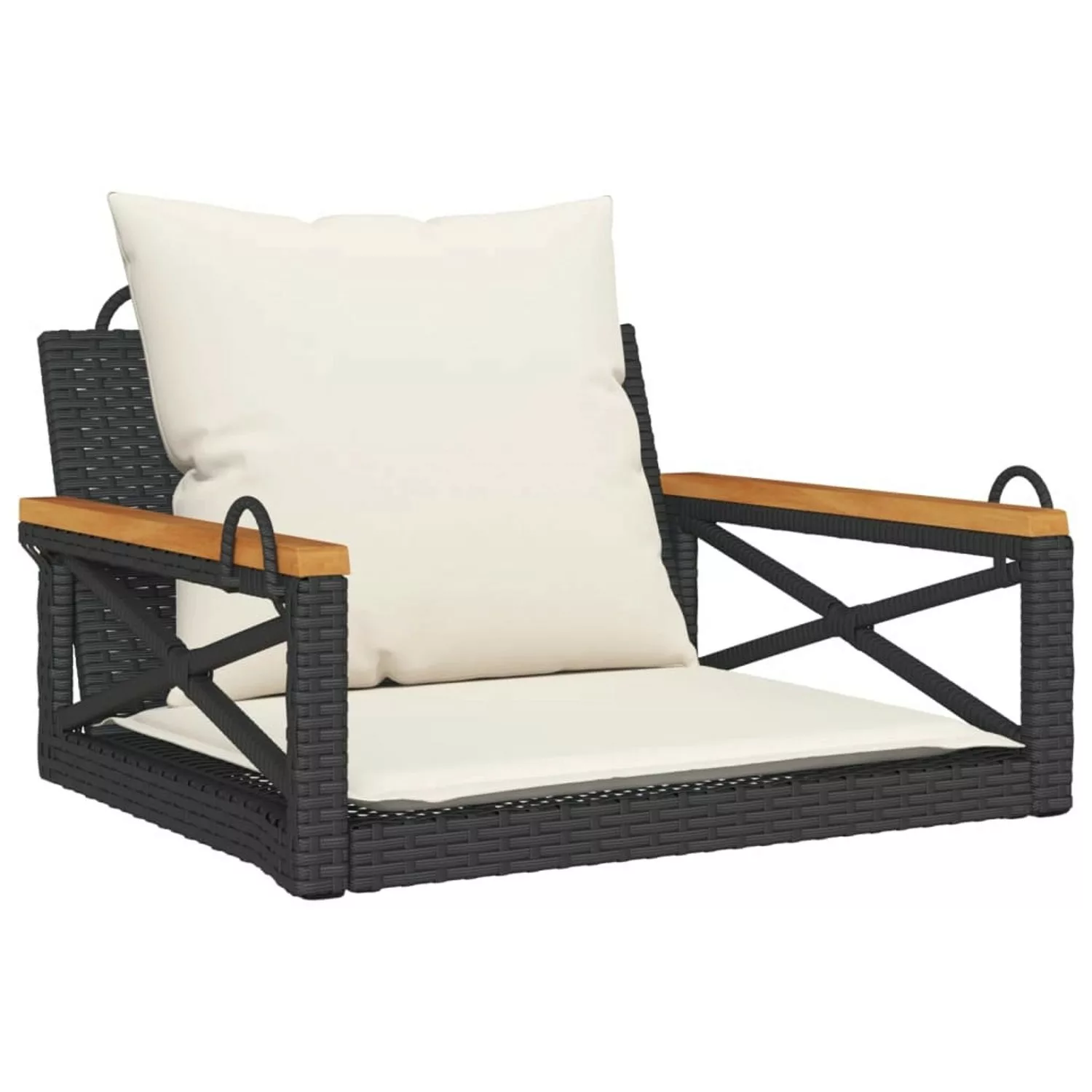 furnicato Hängesessel mit Kissen Schwarz 63x62x40 cm Poly Rattan günstig online kaufen