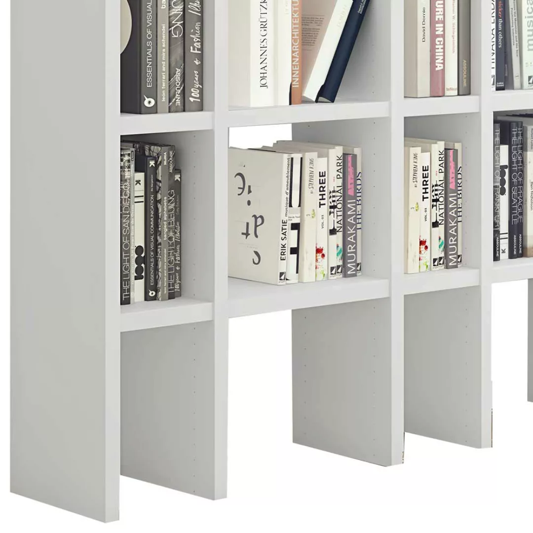 Wohnzimmerregal für Bücher 222 cm hoch - 145 cm breit Weiß günstig online kaufen