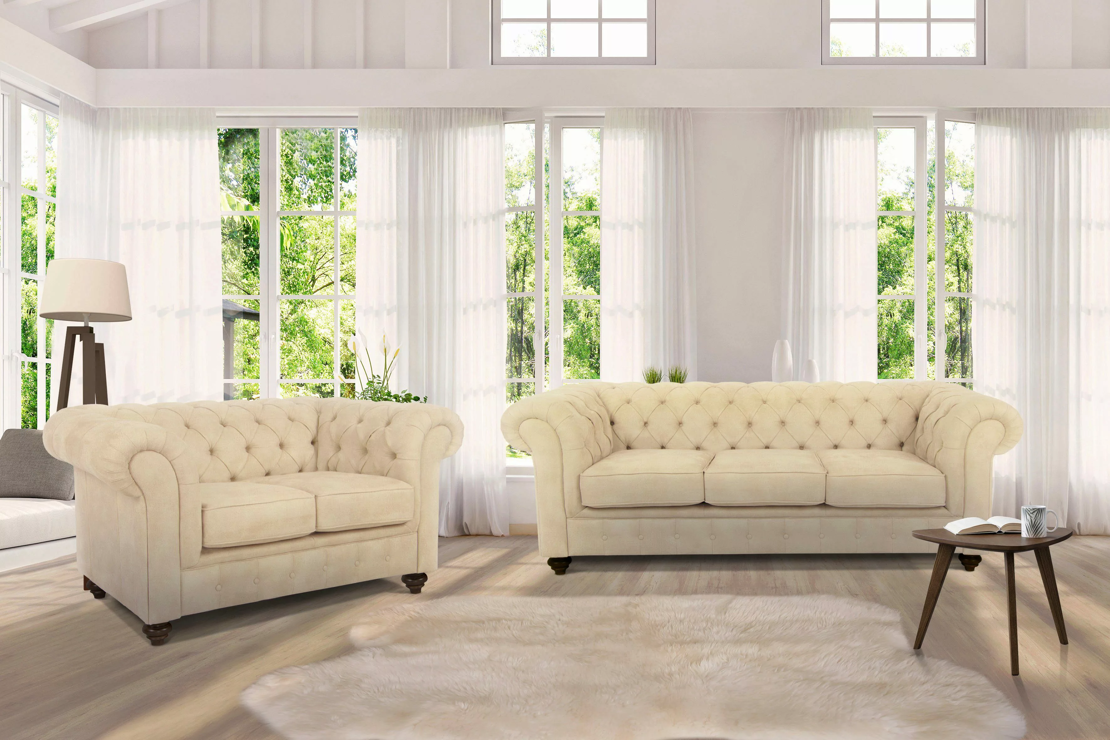 Home affaire Chesterfield-Sofa "Duc 3-Sitzer", hochwertige Knopfheftung im günstig online kaufen